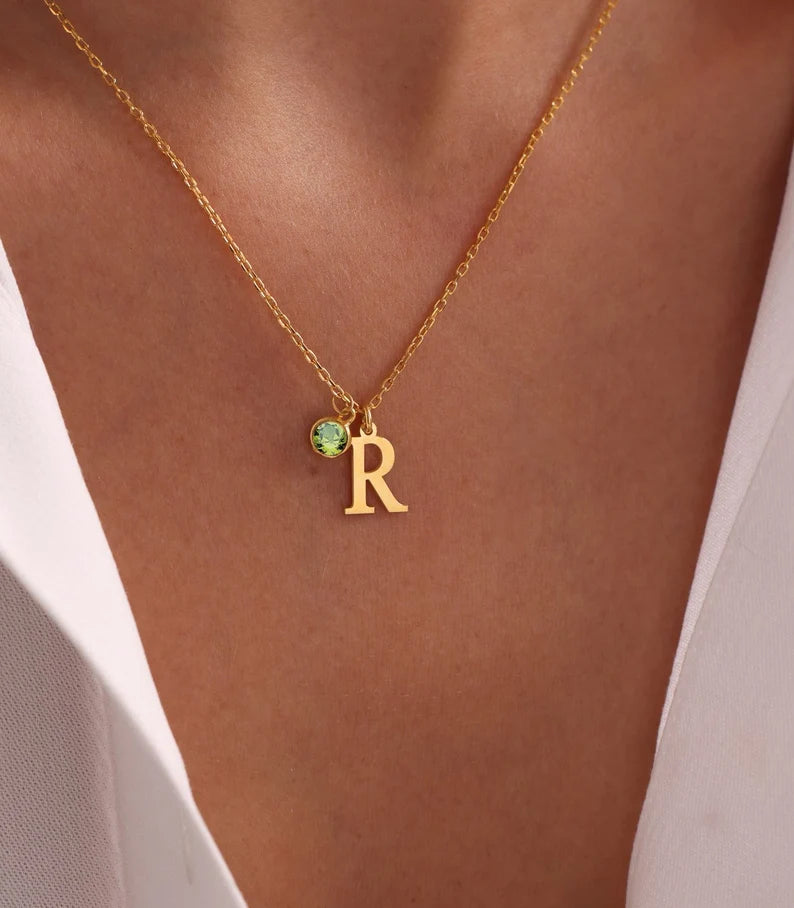 Serein Initial & Birthstone Necklace